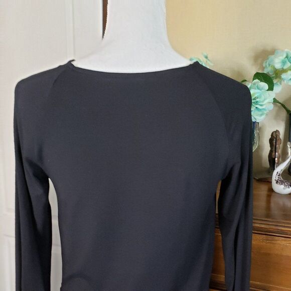 Hallhuber Black Front Knot Crew Neck Top womens S Blouse small Long Sleeve M - Picture 7 of 9